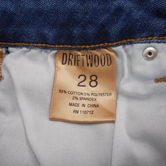 Driftwood Size 28 Audrey Blue Denim Jeans Floral Embroidery Slim Leg Raw Hem - Picture 9 of 14